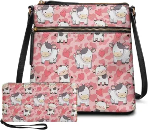 Leather Shoulder Bag for Women Crossbody 2 Pieces Satchel Purses for Women Wallet Purse for Women