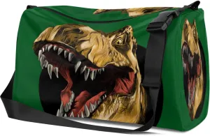 Leather Sport Gym Bag A Ferocious Portrait of A Dinosaur Weekender Bag for Women and Men Carry On Bag Alligator Travel Duffel Bag