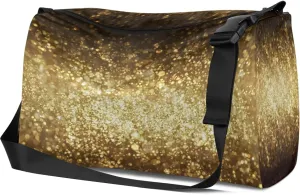 Leather Sport Gym Bag The Stars Are Shining In Gold Weekender Bag for Women and Men Carry On Bag Golden Stars Travel Duffel Bag