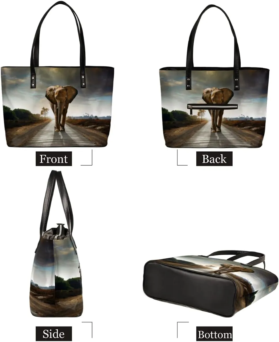 Leather Tote Bag for Women Fashion Shoulder Bag Purses and Handbags Large Capacity Satchel Bags for Work Travel