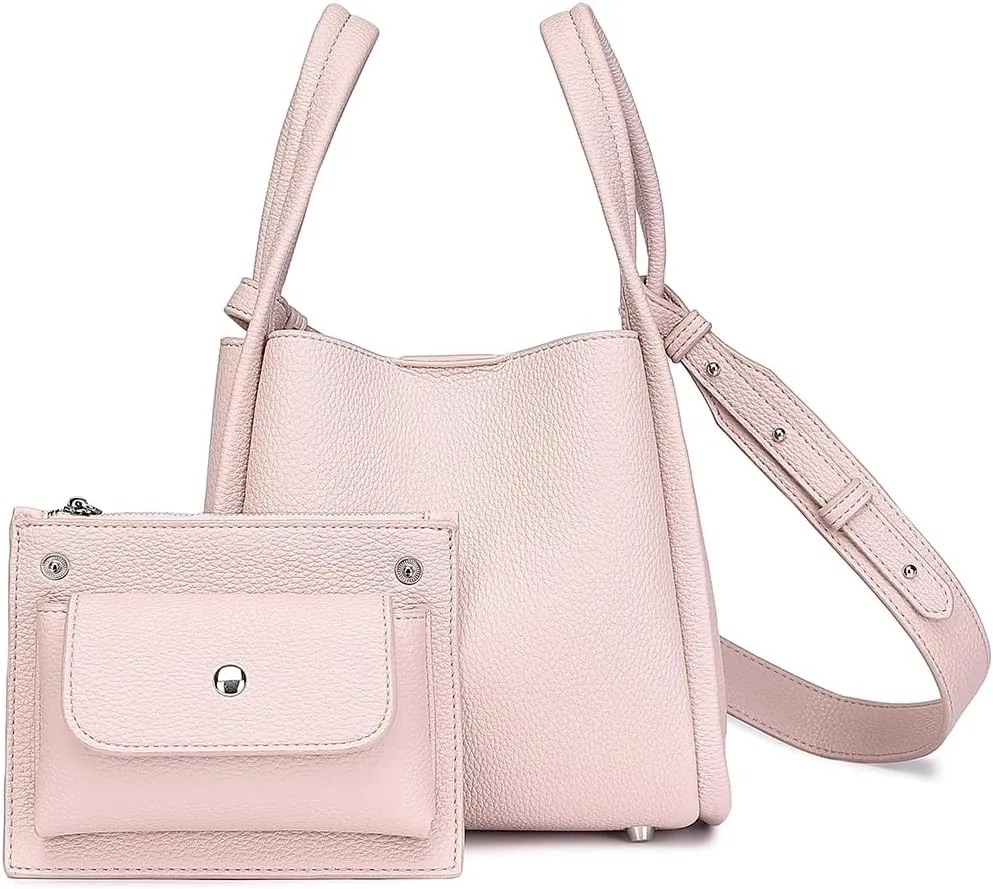 Leather Tote Bag Slouchy Handbag with Zipper Stylish for Women's