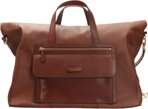 Leather Travel Gym Bag with Shoulder Strap Brown model 473102AG