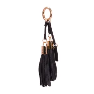 LEATHER TWIN TASSEL BLACK W/GOLD
