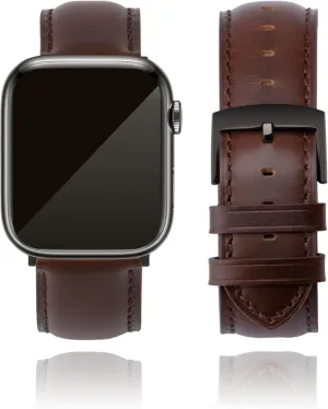 Leather Watch Bands Compatible with Apple Watch 49mm 46mm 45mm 44mm 42mm 41mm 40mm 38mm, Top Grain Genuine Leather Replacement Straps for iWatch Series 10 9 8 7 6 5 4 3 2 1 SE2/1 Ultra2/1