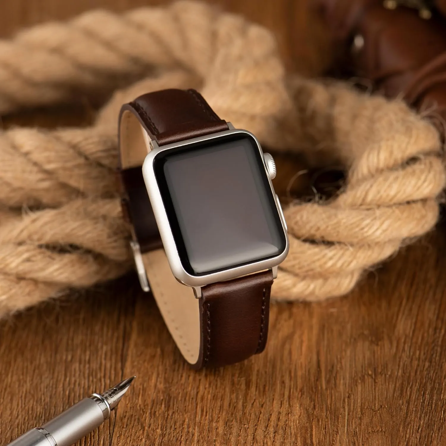 Leather Watch Bands Compatible with Apple Watch 49mm 46mm 45mm 44mm 42mm 41mm 40mm 38mm, Top Grain Genuine Leather Replacement Straps for iWatch Series 10 9 8 7 6 5 4 3 2 1 SE2/1 Ultra2/1