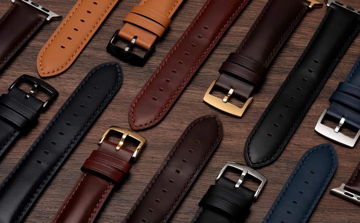 Leather Watch Bands Compatible with Apple Watch 49mm 46mm 45mm 44mm 42mm 41mm 40mm 38mm, Top Grain Genuine Leather Replacement Straps for iWatch Series 10 9 8 7 6 5 4 3 2 1 SE2/1 Ultra2/1