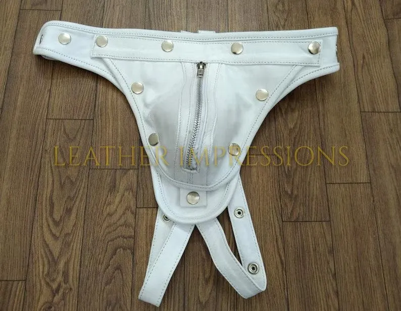 Leather Zipped Jockstrap | BDSM Underwear Fetish