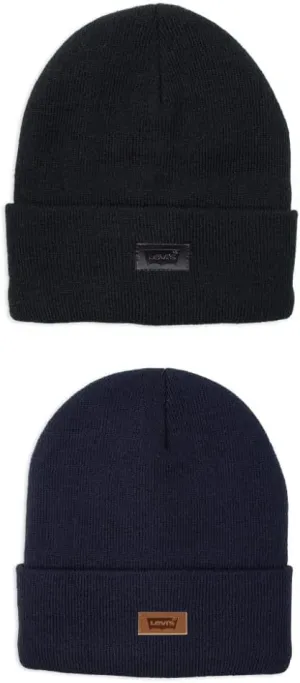 Levi's All Season Comfy Leather Logo Patch Cuffed Hero Beanie