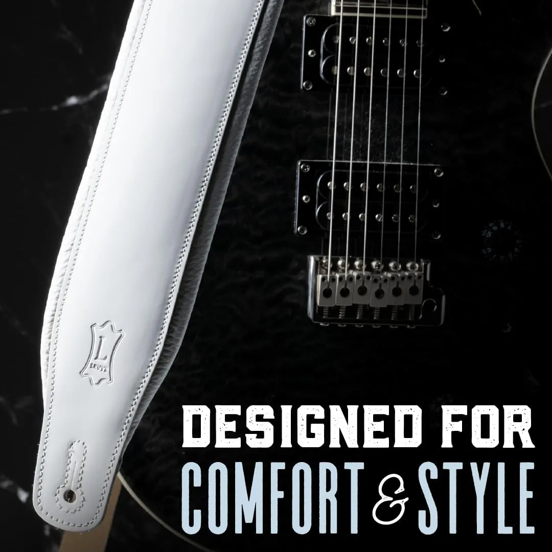 Levy's Leathers 3" Wide Amped Leather Series Guitar Strap with Foam Padding and Garment Leather Backing; Black (M26PD-BLK)