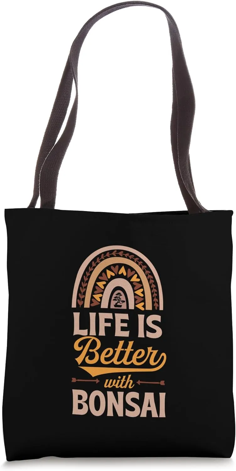 Life Is Better With Bonsai Bohemian Rainbow Trendy Boho Tote Bag