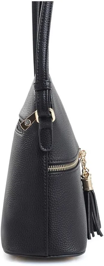 Lightweight Medium Dome Crossbody Bag with Tassel Zipper Pocket Adjustable Strap