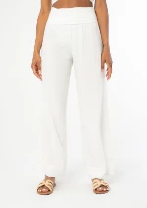Linen Blend Bohemian Wide Leg Pants