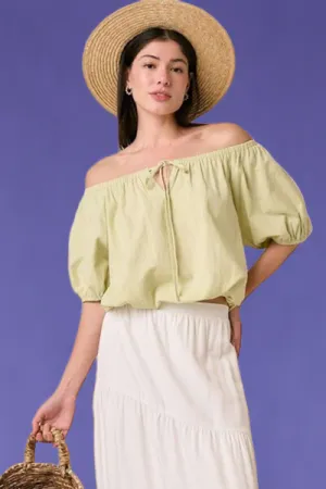 Linen Two-Way Short Sleeve Crop Blouse
