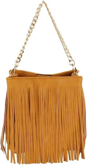 LM Women Fringed Tassel Shoulder Leisure Bag(CH018-BK)