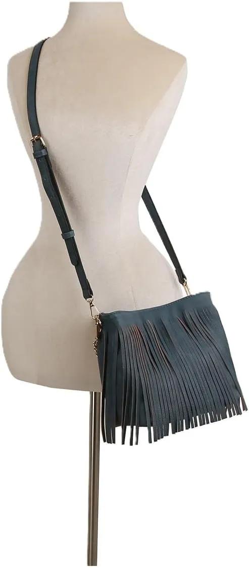LM Women Fringed Tassel Shoulder Leisure Bag(CH018-BK)