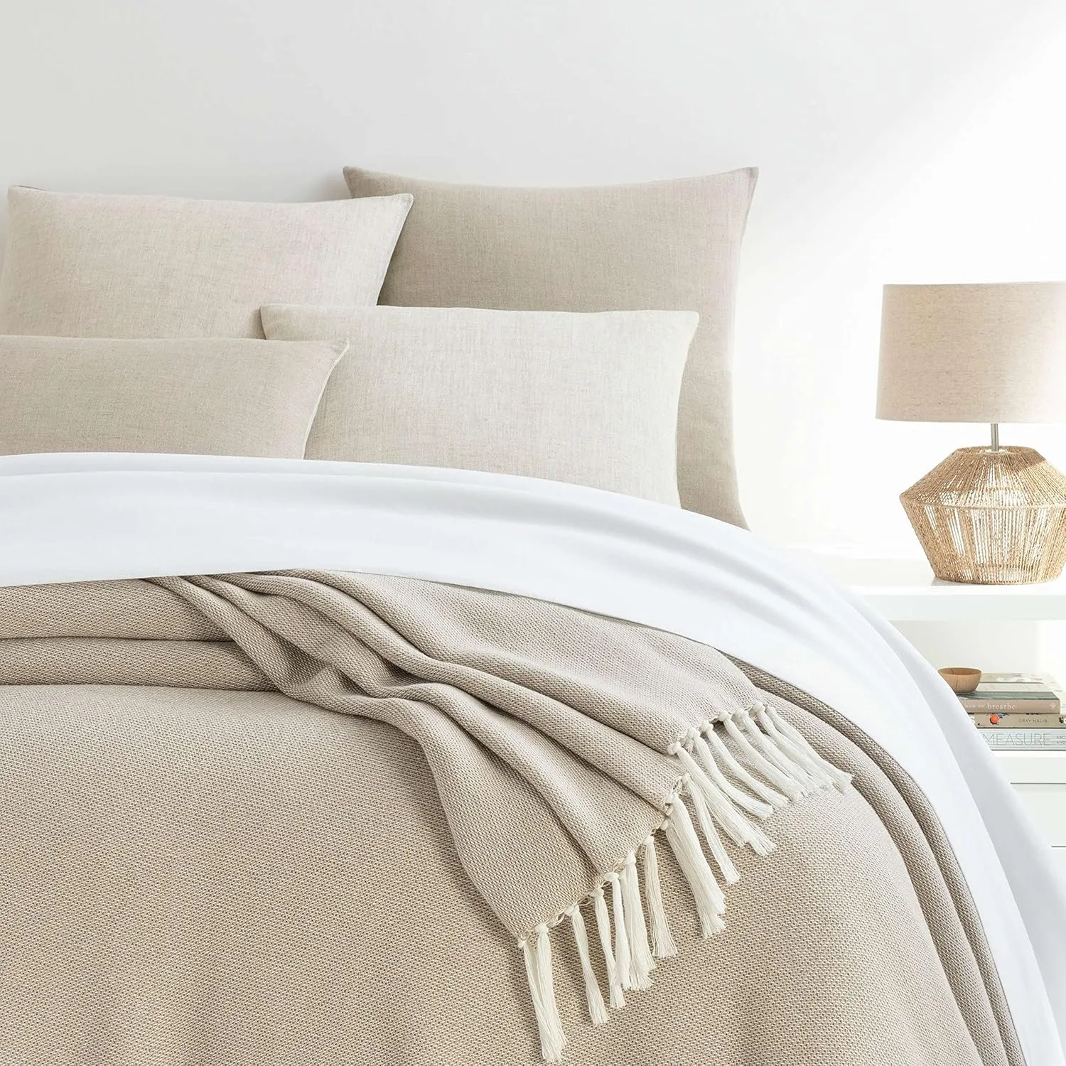 Logan Sand Blanket, Twin Size, Neutral Solid Pattern