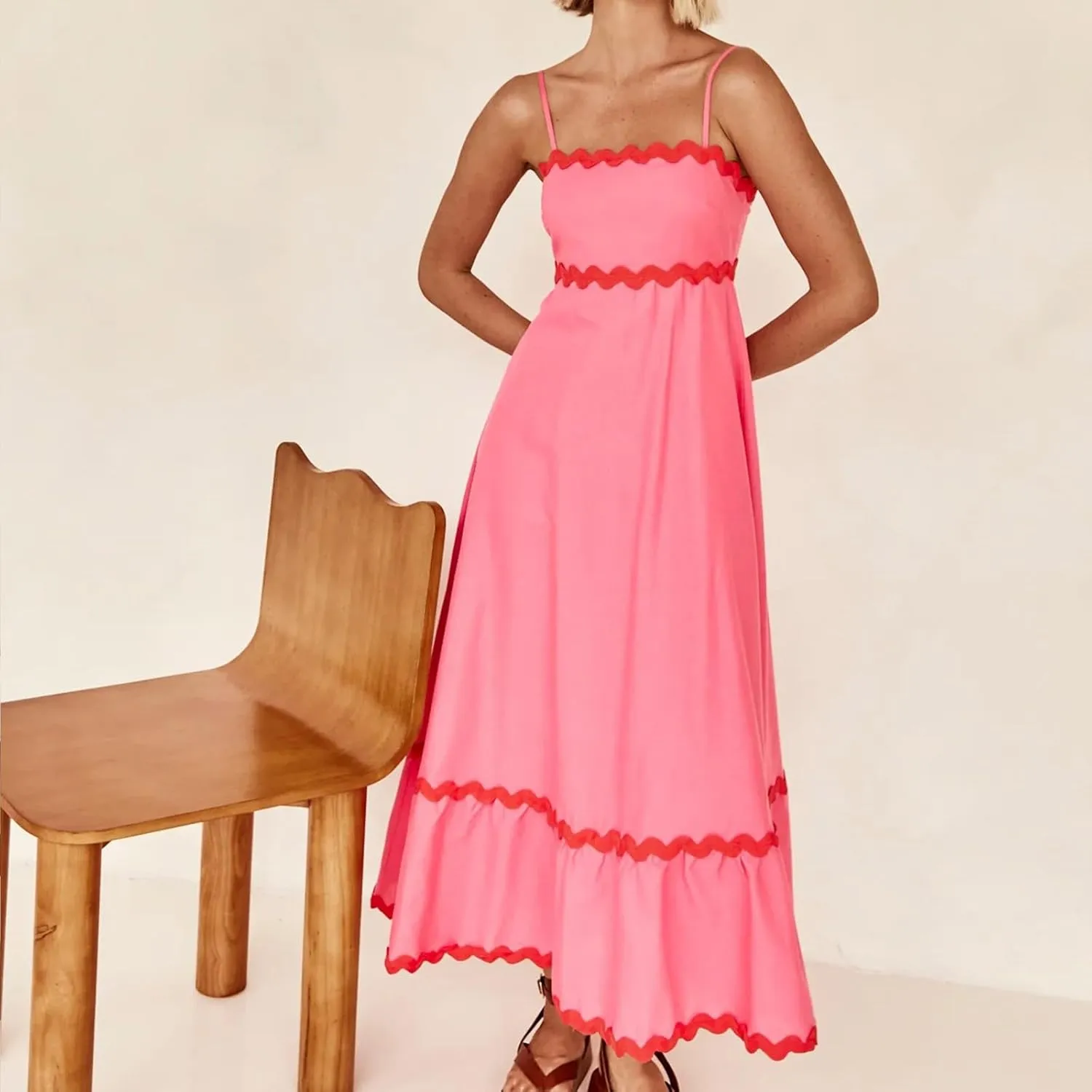 Long Dresses for Women 2025 Trendy Sexy Halter Y2K Maxi Dresses Casual Loose Summer Tank Sundresses Wedding Dress
