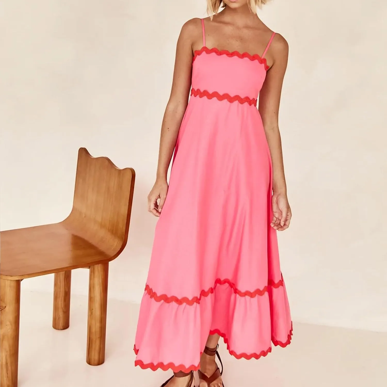 Long Dresses for Women 2025 Trendy Sexy Halter Y2K Maxi Dresses Casual Loose Summer Tank Sundresses Wedding Dress