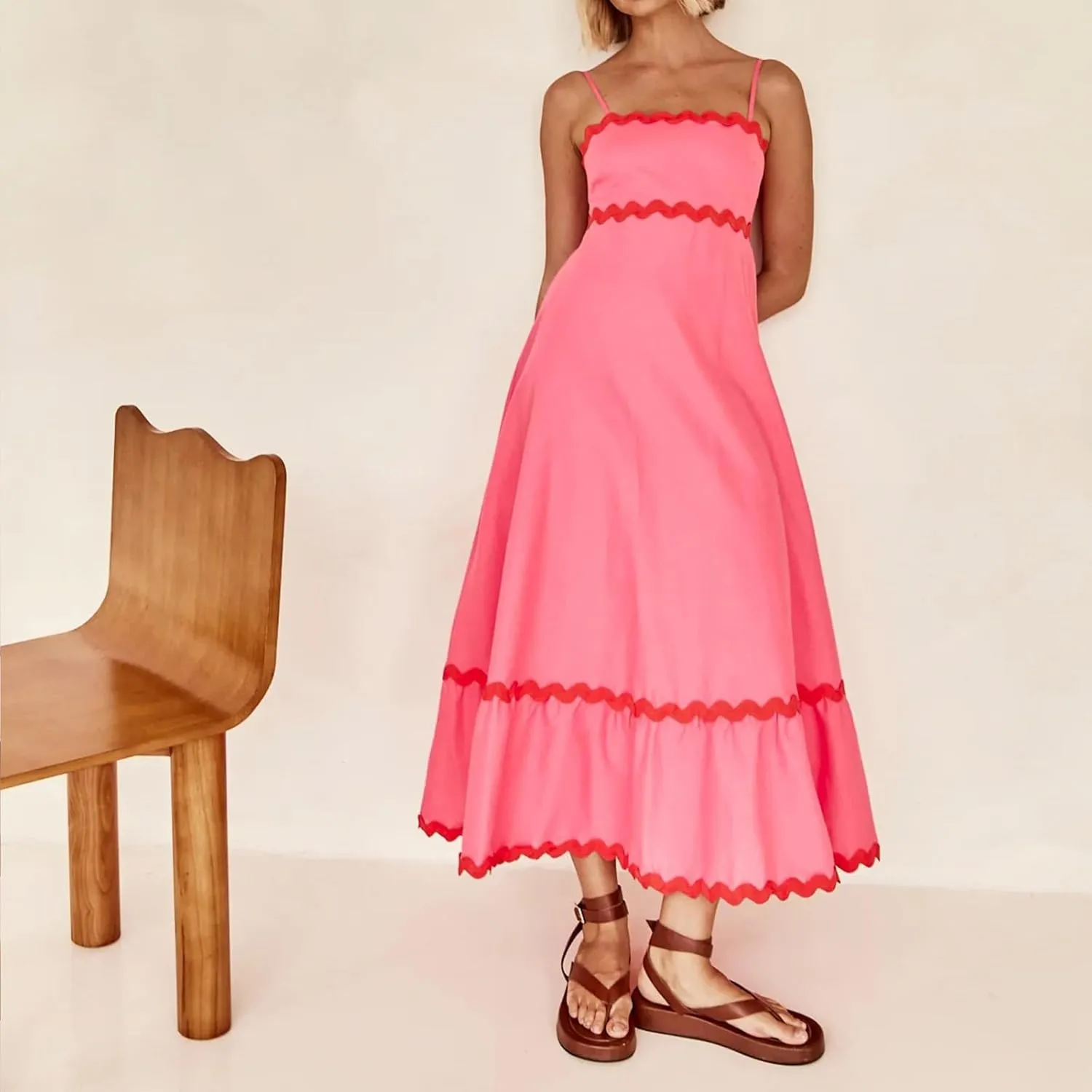 Long Dresses for Women 2025 Trendy Sexy Halter Y2K Maxi Dresses Casual Loose Summer Tank Sundresses Wedding Dress