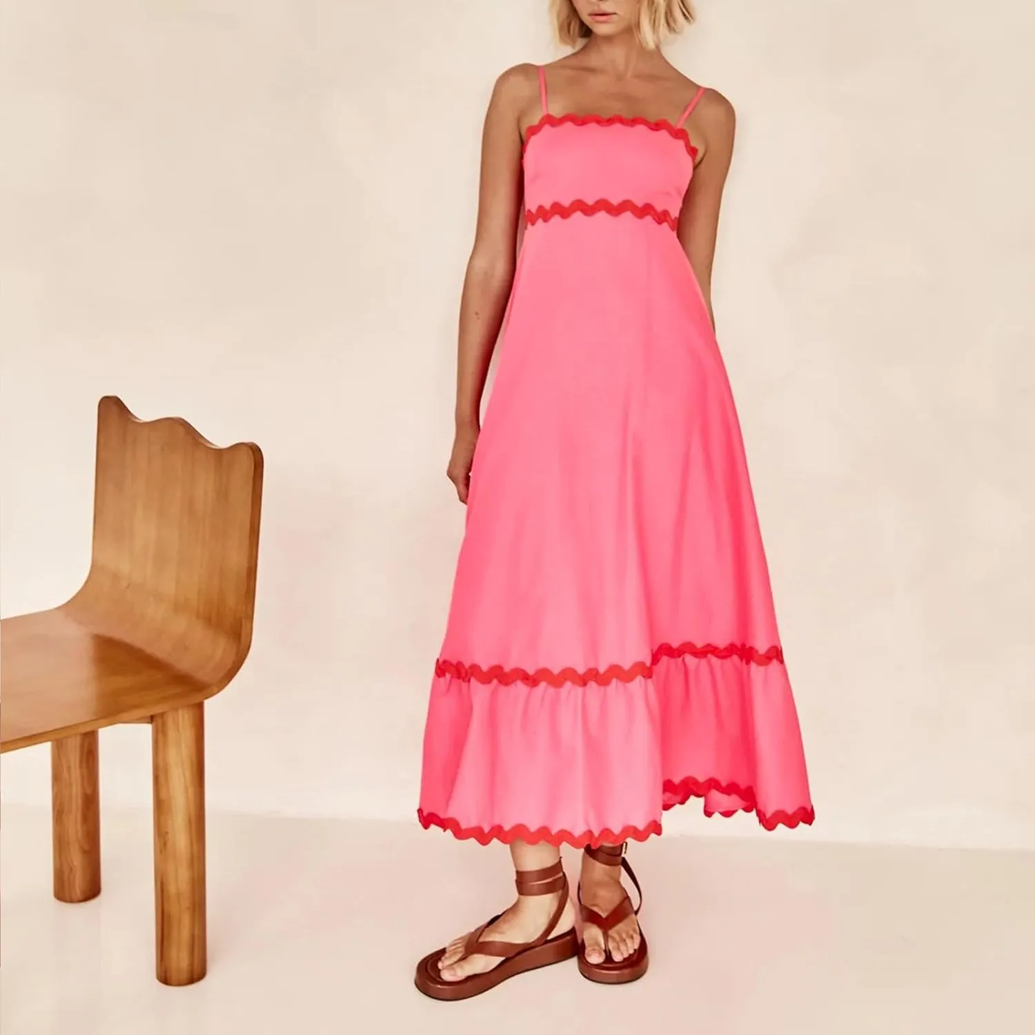 Long Dresses for Women 2025 Trendy Sexy Halter Y2K Maxi Dresses Casual Loose Summer Tank Sundresses Wedding Dress