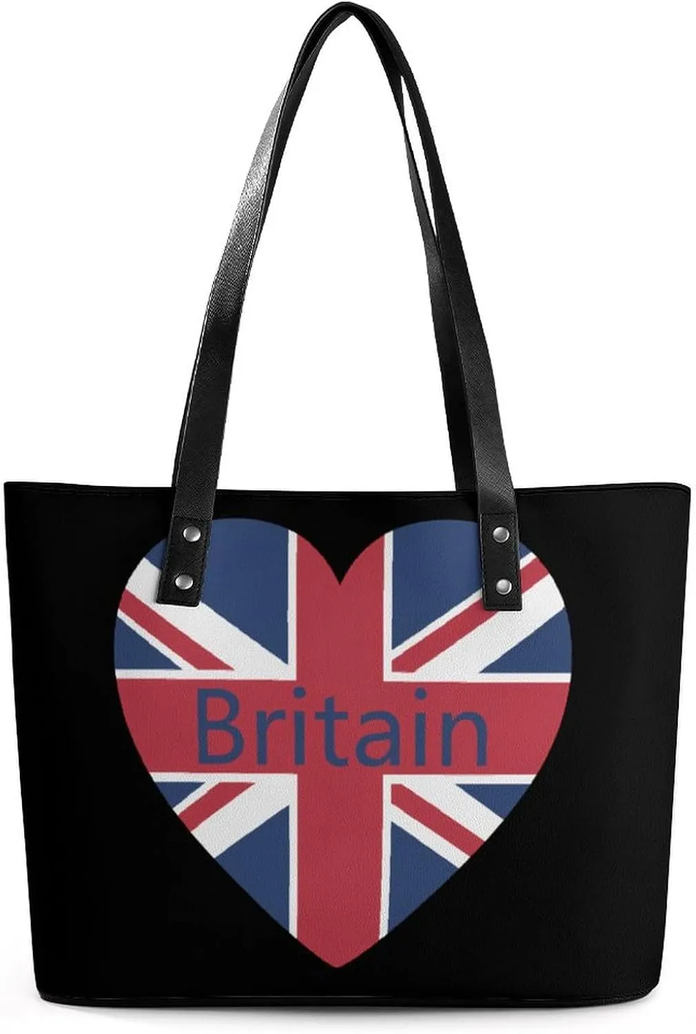 Love Britain British Heart Women's Tote Shoulder Bag Handbag Top Handle Leather 29 * 34 * 14cm