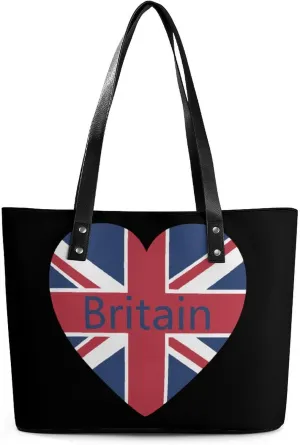 Love Britain British Heart Women's Tote Shoulder Bag Handbag Top Handle Leather 29 * 34 * 14cm