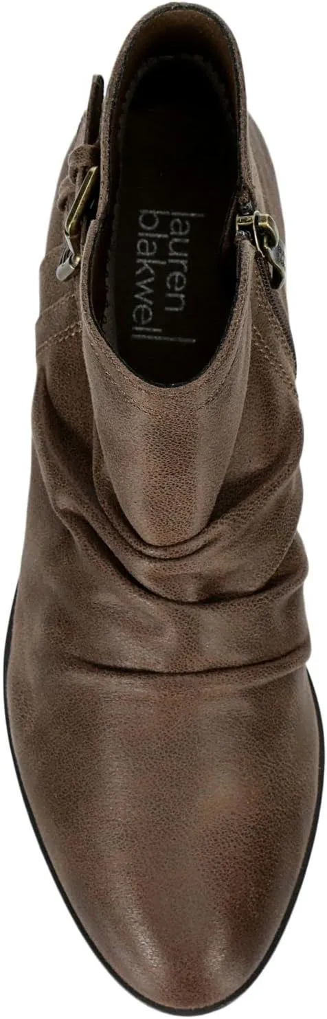 Lyla - Women's Leather Low Heel Zip-up Ankle Booties