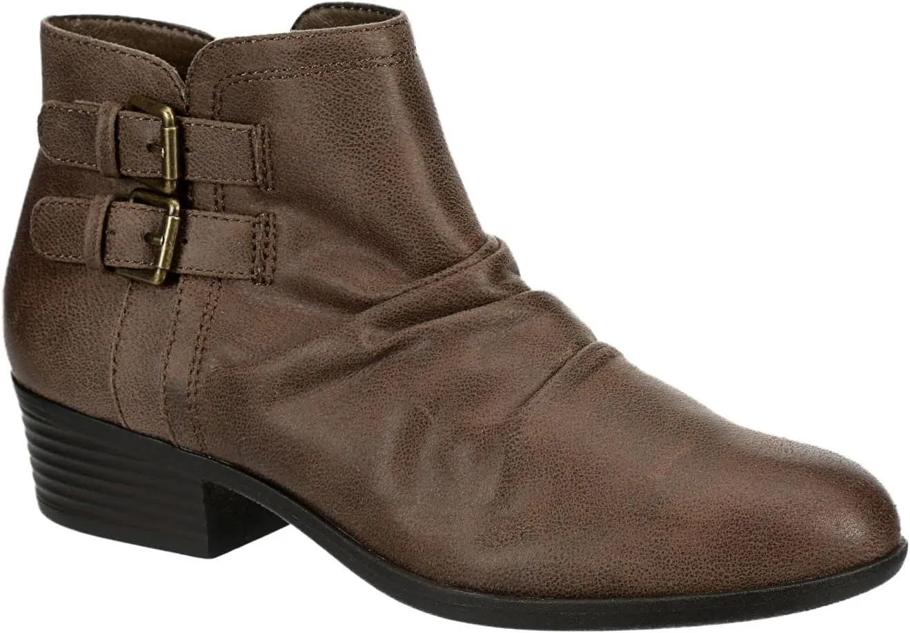 Lyla - Women's Leather Low Heel Zip-up Ankle Booties