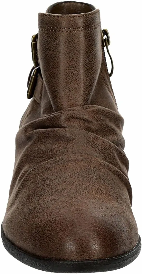 Lyla - Women's Leather Low Heel Zip-up Ankle Booties