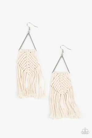 Macrame Jungle White Paparazzi Earrings