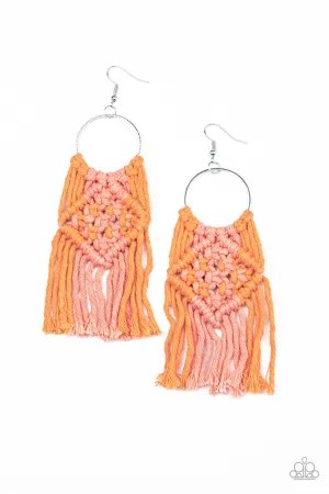 Macrame Rainbow Orange Paparazzi Earrings