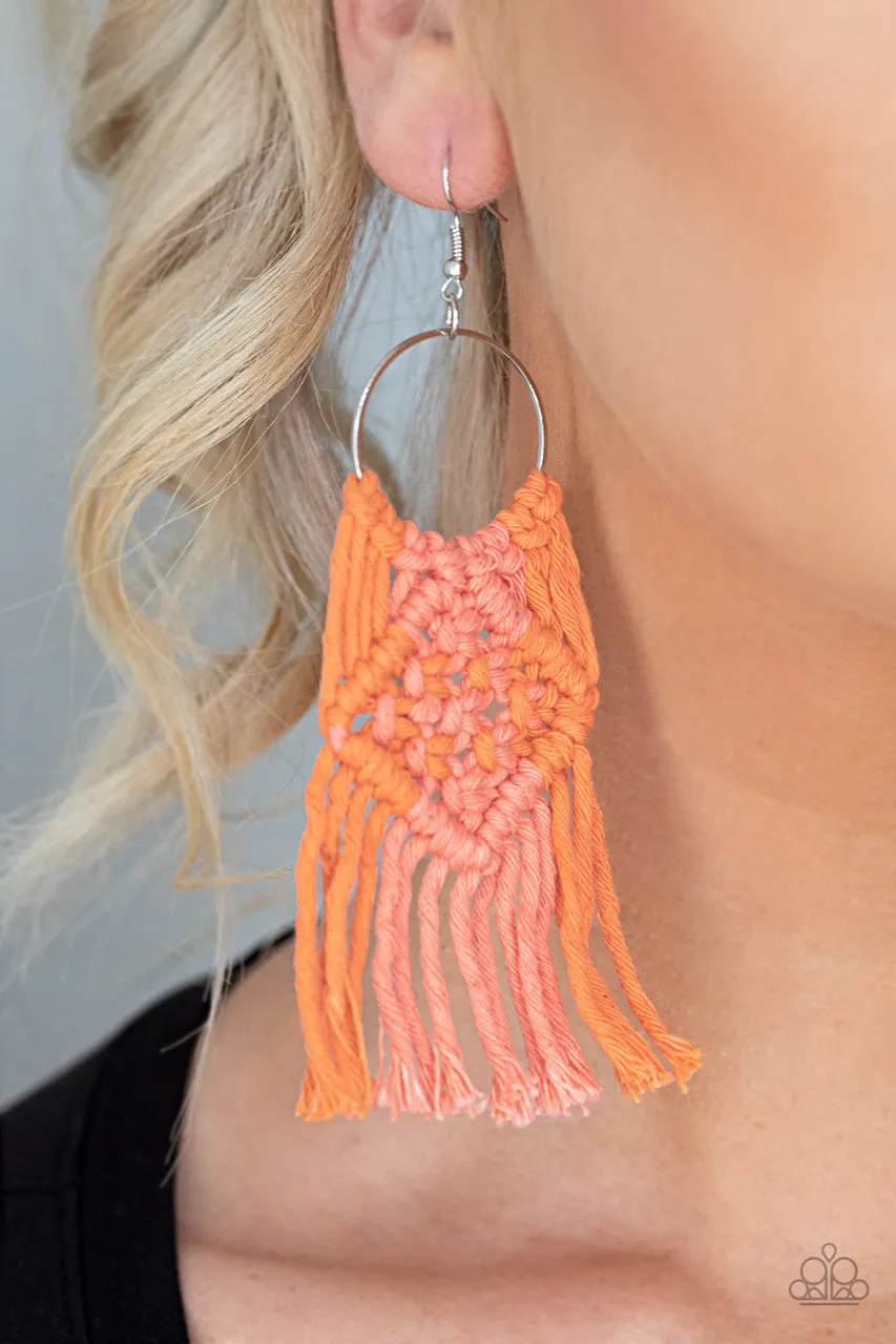Macrame Rainbow Orange Paparazzi Earrings