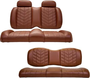 MADJAX Aviator Golf Cart Cushion Kit Compatible with EZGO TXT XSeries Models | Front & Rear Premium Seat Back & Bottom Assemblies | Coffee