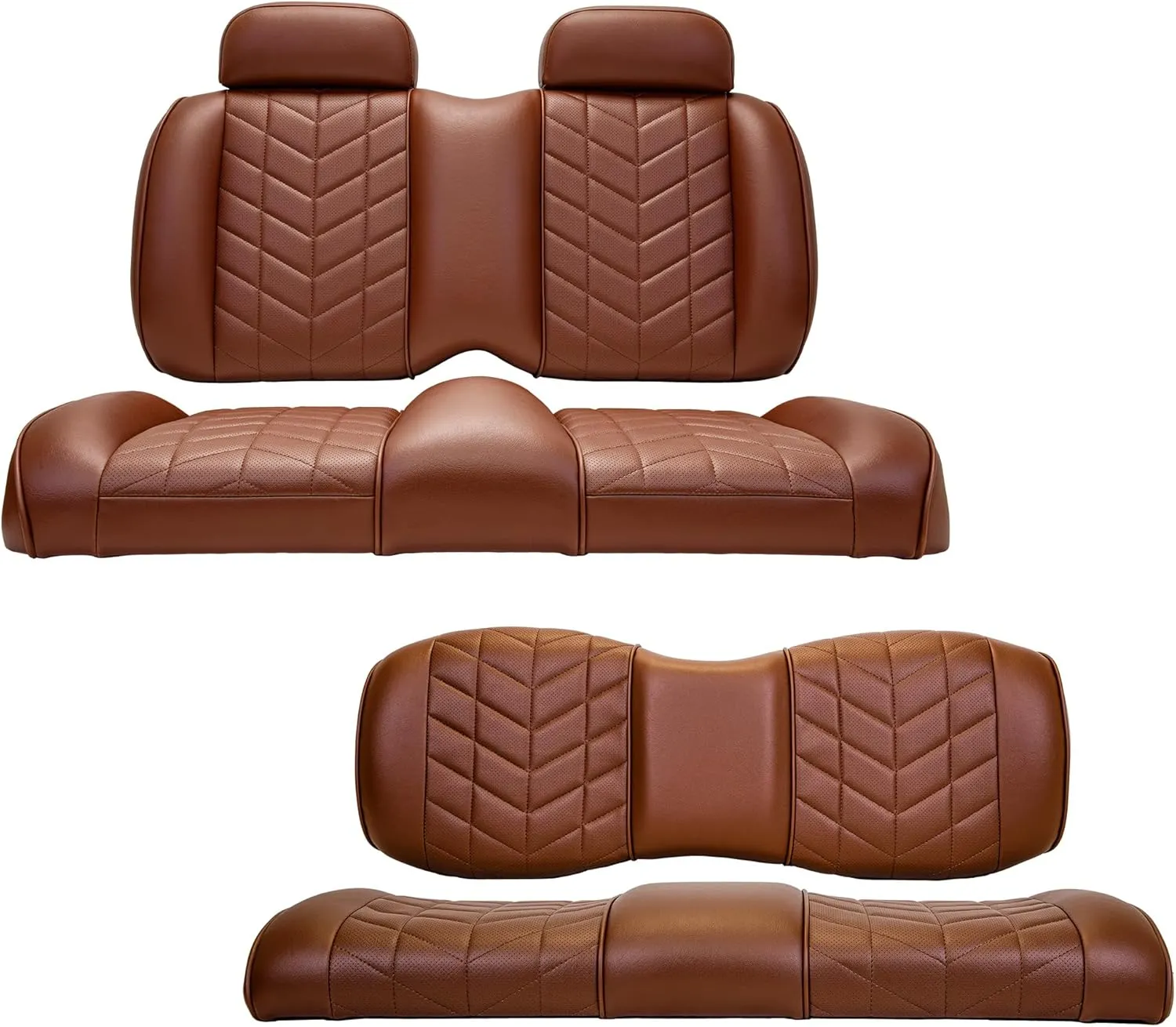 MADJAX Aviator Golf Cart Cushion Kit Compatible with EZGO TXT XSeries Models | Front & Rear Premium Seat Back & Bottom Assemblies | Coffee