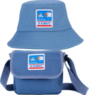 Mailman Costume Bucket Hat Postman Bag (2 in 1) Postman Dress Up for Kids