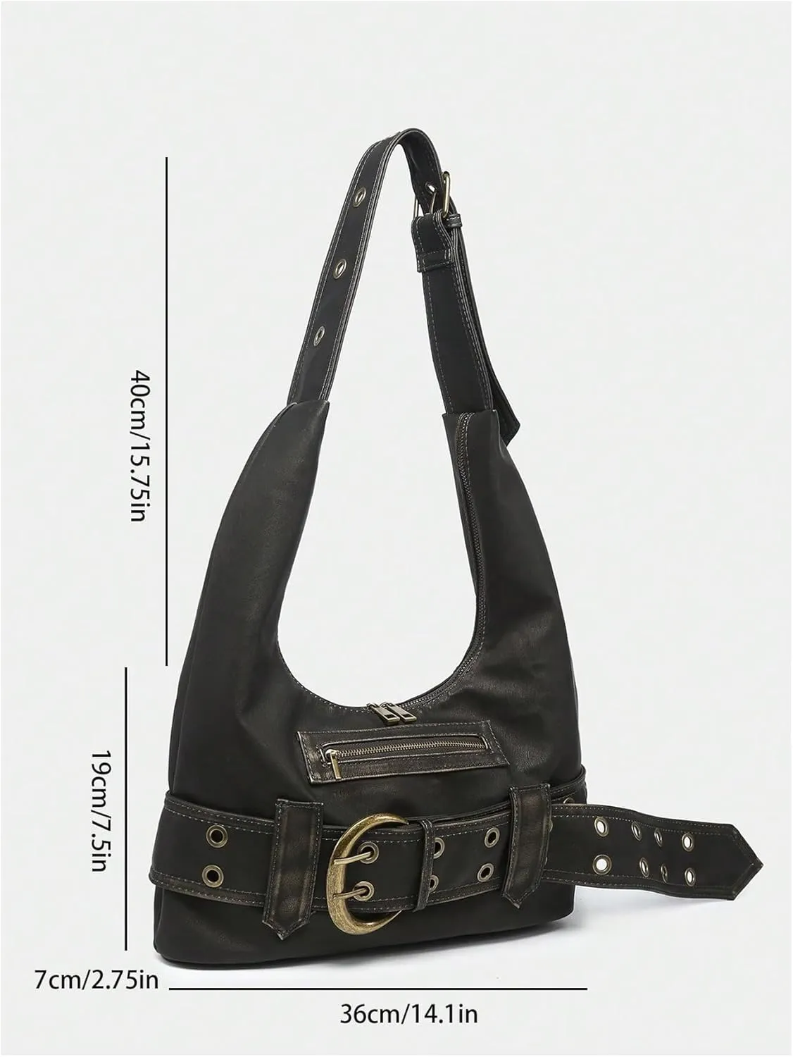 MakeMeChic Women's PU Leather Single Strap Zipper Vintage Medium Shoulder Bag Tote Handbags