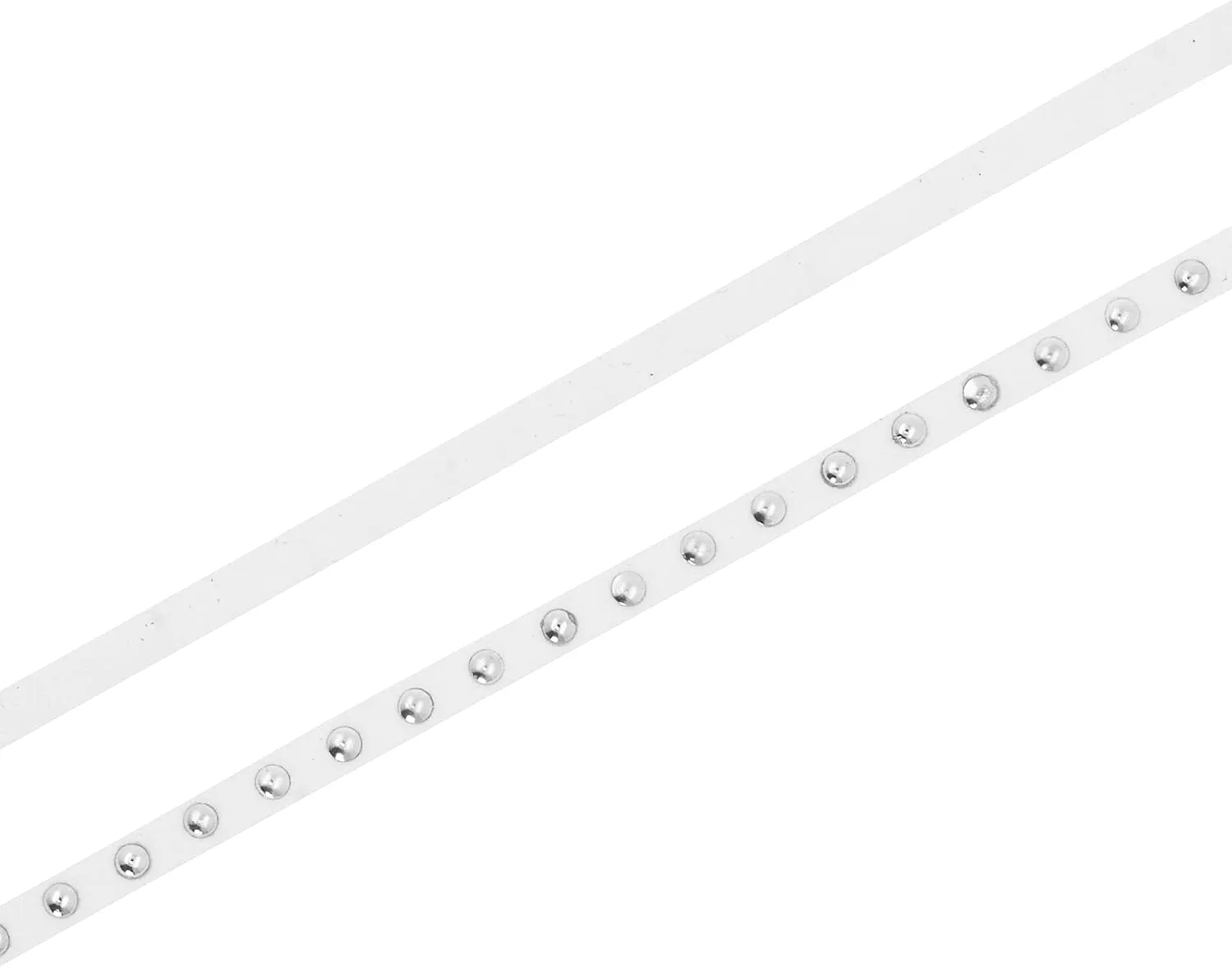 Mandala Crafts 20 Yards White Studded Faux Suede Cords Leather Trims - Flat Vegan Leather Lace Strips String with Silver Rivets for Jewelry Making, Crafts, Bracelets, and Decorations