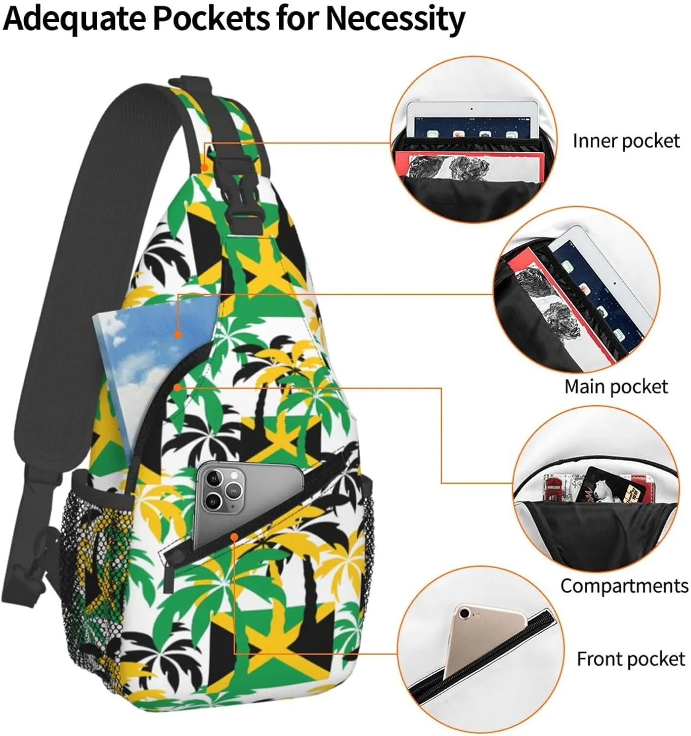 Marijuana Weed Leaf Chest Bags Crossbody Sling Bag Shoulder Bag Travel Hiking Daypack For Men Women