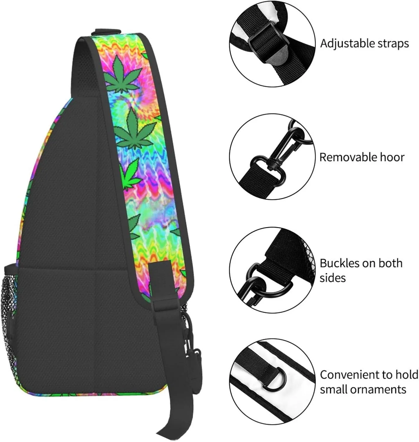 Marijuana Weed Leaf Chest Bags Crossbody Sling Bag Shoulder Bag Travel Hiking Daypack For Men Women
