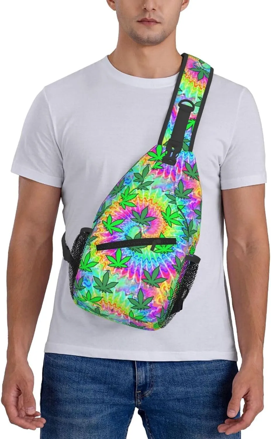 Marijuana Weed Leaf Chest Bags Crossbody Sling Bag Shoulder Bag Travel Hiking Daypack For Men Women