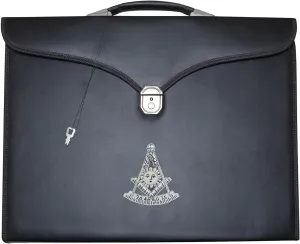 Masonic Apron & Chain Collar Case Leather (Hand Embroidery) MM, Provincial Size – Freemason Carrying Bags (Past Master)