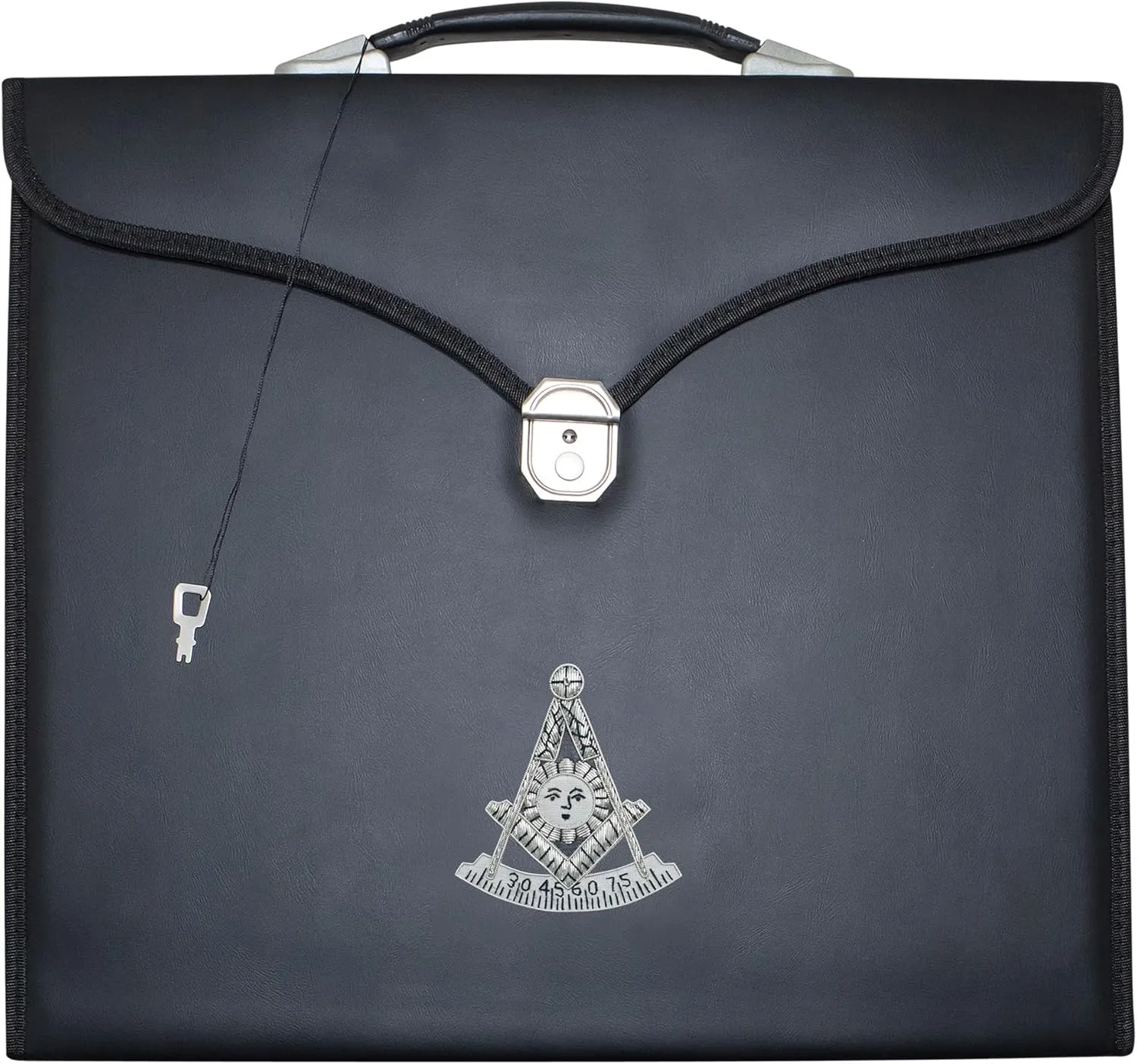 Masonic Apron Case Leather Past Master (Hand Embroidered) Silver: MM, Provincial Size | Freemason Carrying Bags