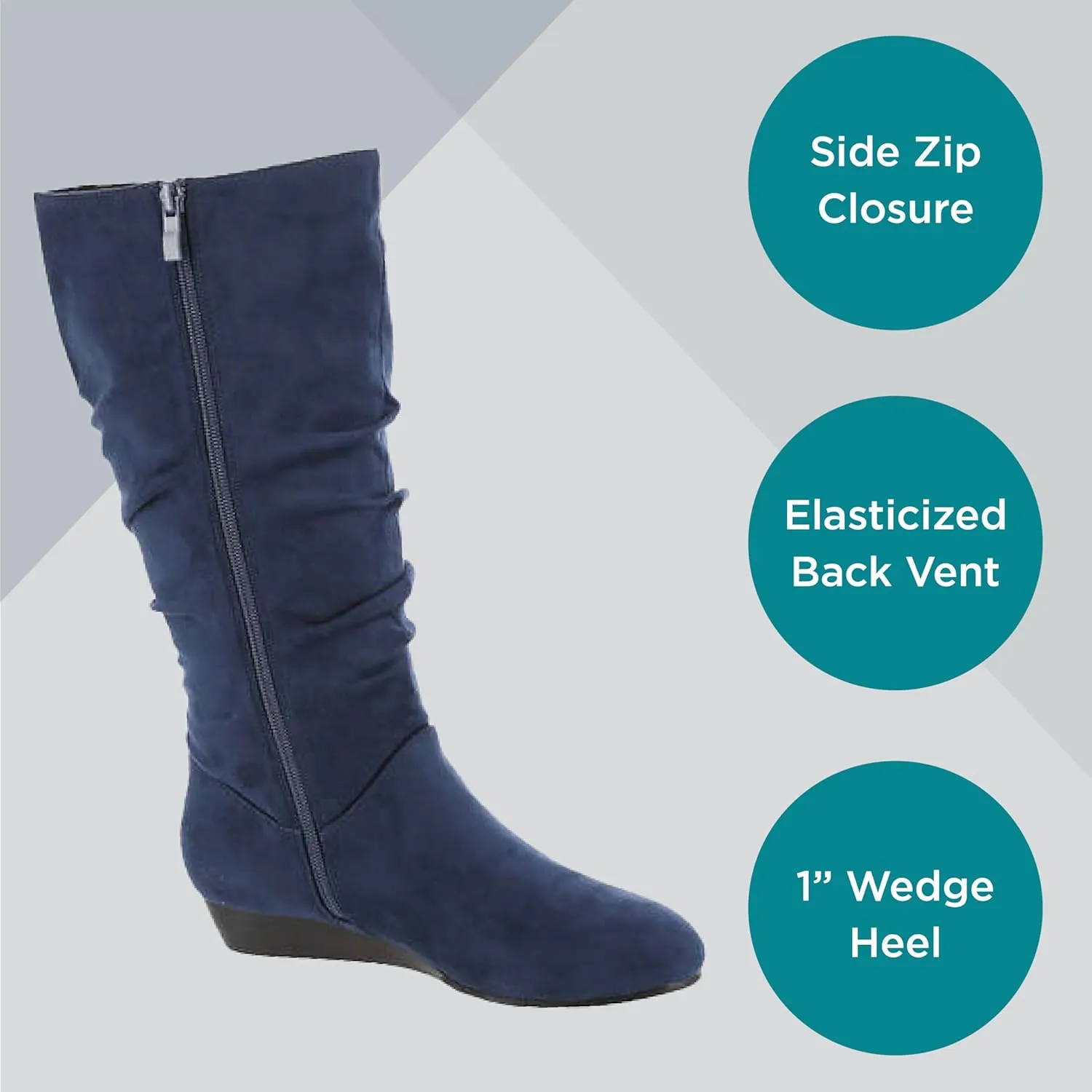Masseys Women's Khloe Slouchy Mid Calf Wedge Boot