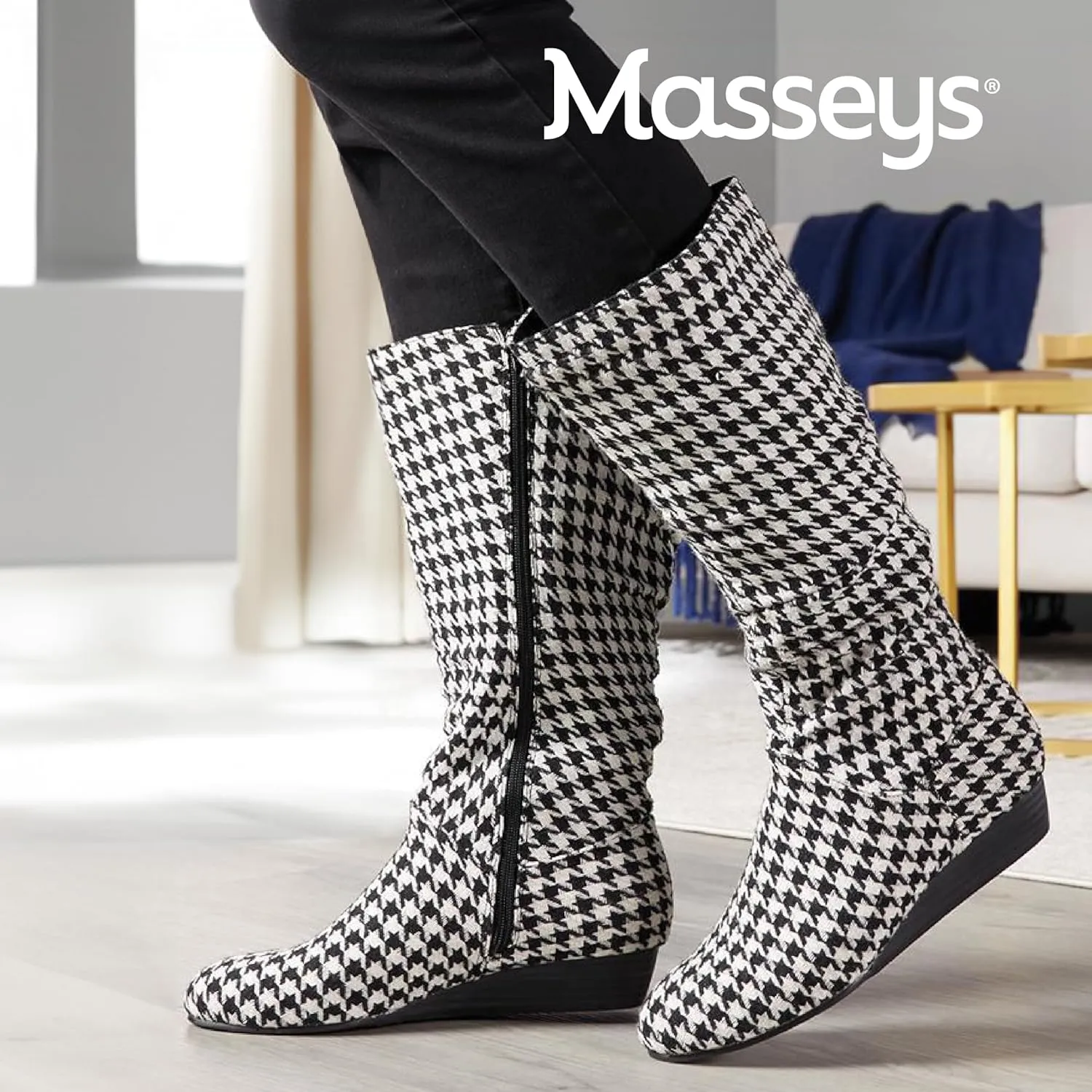 Masseys Women's Khloe Slouchy Mid Calf Wedge Boot