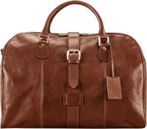 Maxwell Scott - Luxury Mens Womens Leather Carry-On Cabin Luggage for Travel - Handmade in Italy - The Farini Chestnut Tan