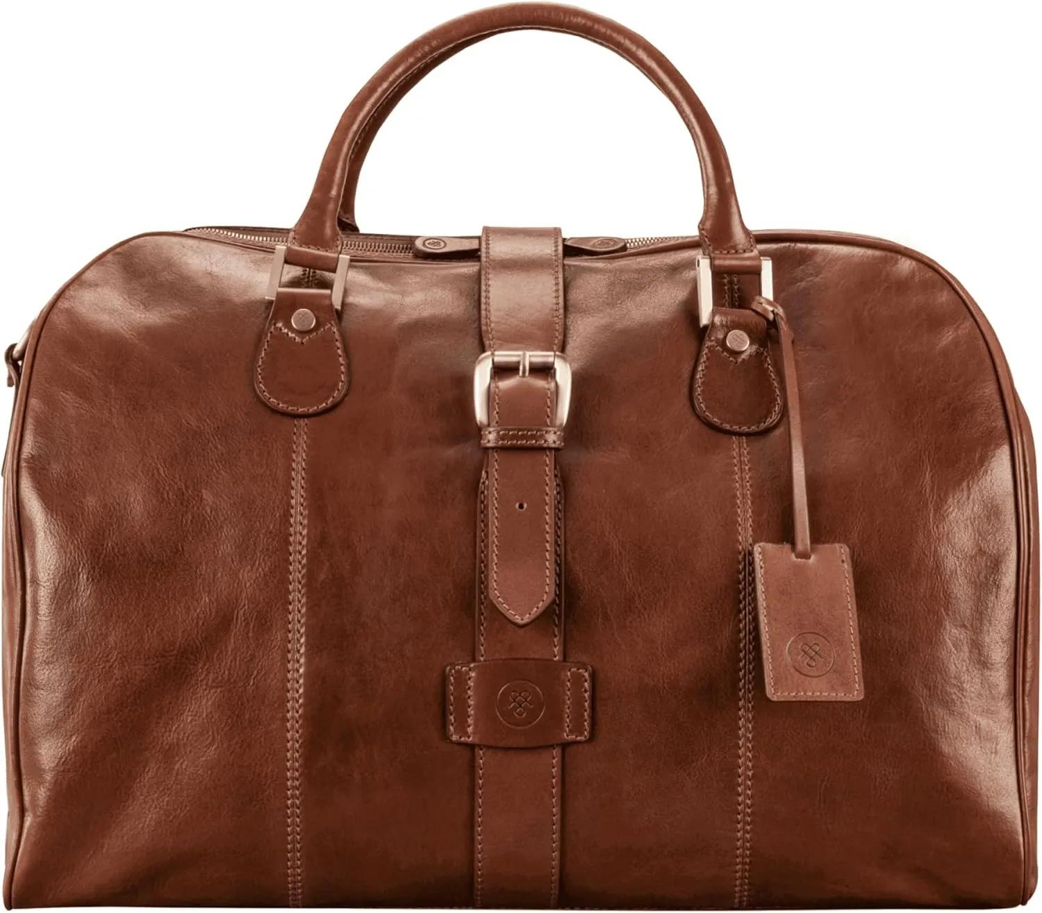 Maxwell Scott - Luxury Mens Womens Leather Carry-On Cabin Luggage for Travel - Handmade in Italy - The Farini Chestnut Tan