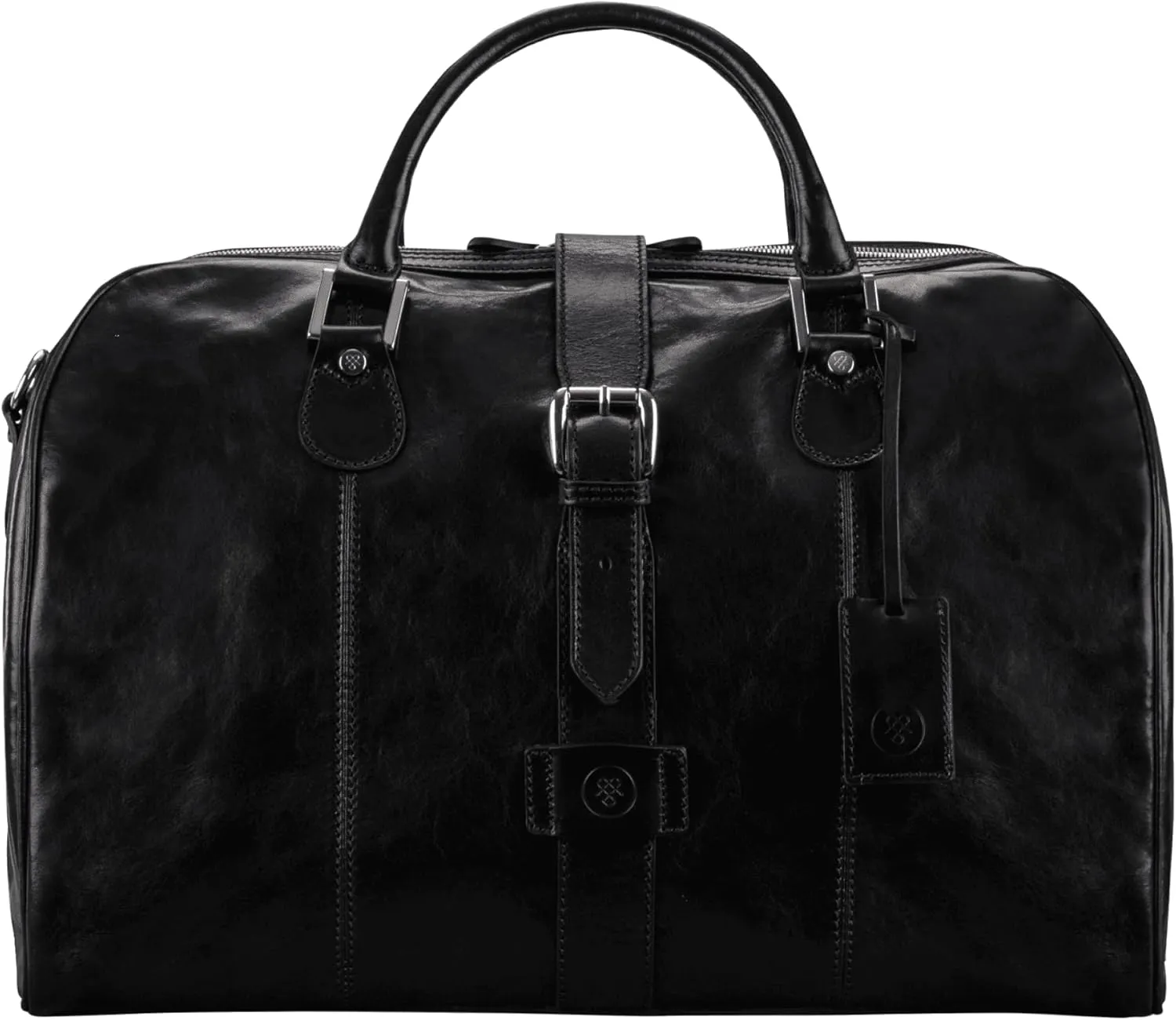 Maxwell Scott - Personalized Luxury Mens Womens Leather Carry-On Cabin Luggage Bag for Luxury Travel - The Farini Black