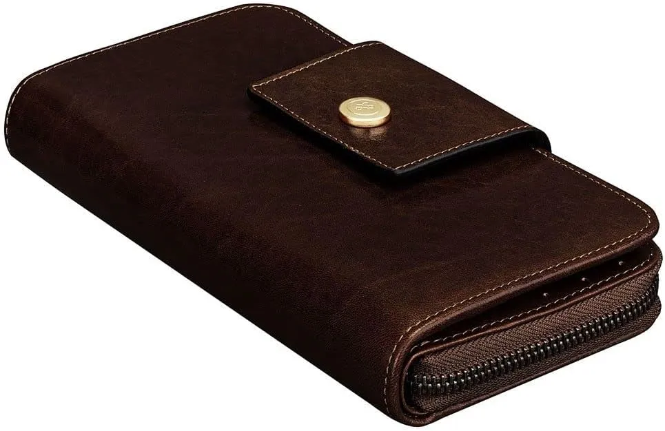 Maxwell Scott - Womens Luxury Leather Very Large Zip Around Purse Wallet - Made from Premium Hides - The Giorgia Dark Brown