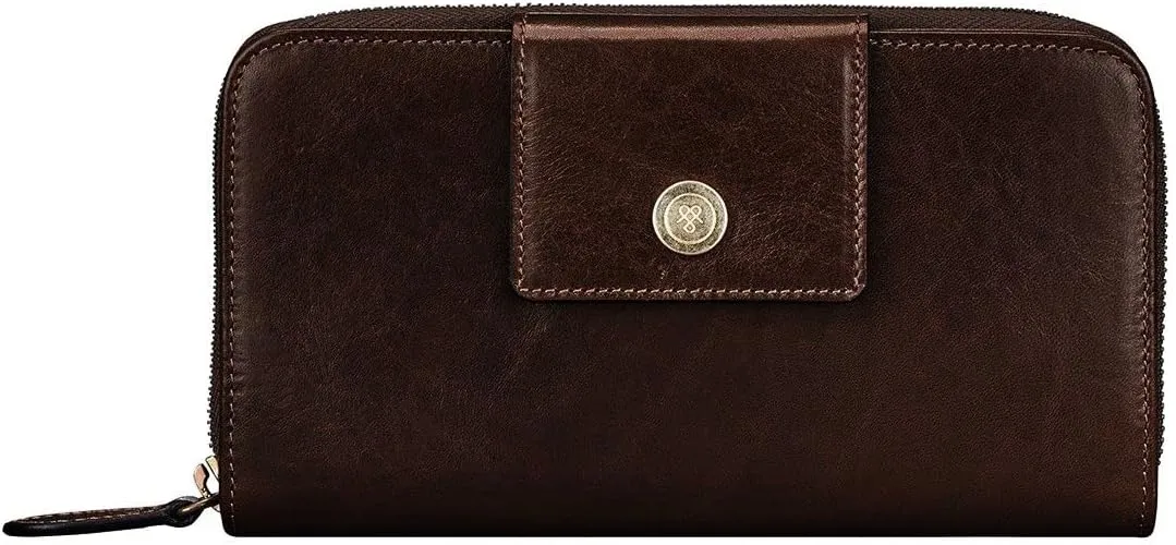 Maxwell Scott - Womens Luxury Leather Very Large Zip Around Purse Wallet - Made from Premium Hides - The Giorgia Dark Brown