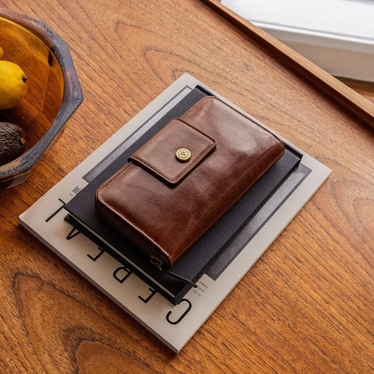 Maxwell Scott - Womens Luxury Leather Very Large Zip Around Purse Wallet - Made from Premium Hides - The Giorgia Dark Brown